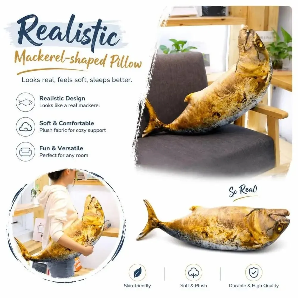 New Realistic Mackerel Plush Pillow Plush Soft Stuffed Fish Plush Toy Food Plush Toy Sofa Bed Decor