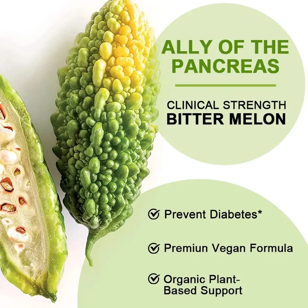 Organic Bitter Melon Extract Capsules - Supports Weight Management and Blood Sugar Balance Detoxification Skin Beauty — image 2