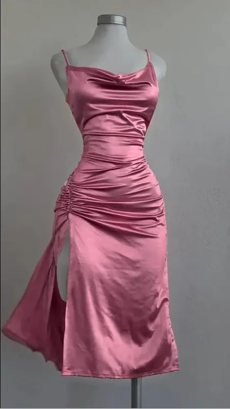 2026 New Style Strapless Ruffled Slit Sexy Form-Fitting A-line Dress