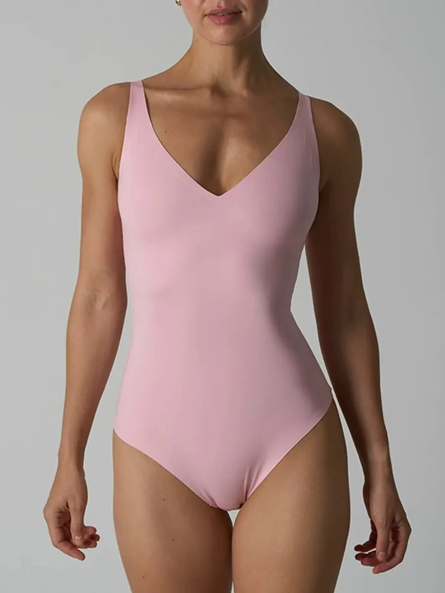 Seamless Shapewear Bodysuit Woman Solid Ultra-Thin U-Back Bodysuit Female High Elasticity Slim Camisole One-Piece Underwear New