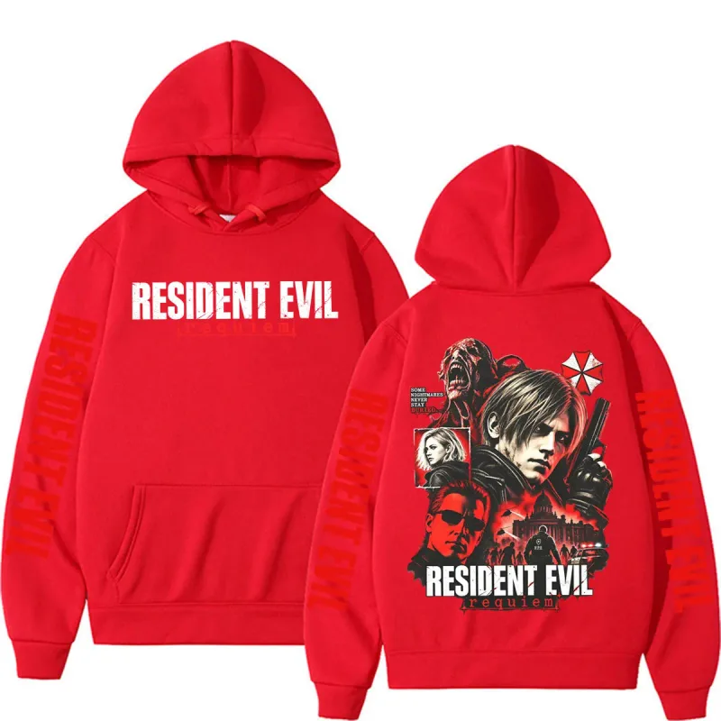 Leon Kennedy 生化危機安魂曲商品運動衫男士女士休閒高品質抓絨連帽衫原宿經典哥德連帽衫 — image 11