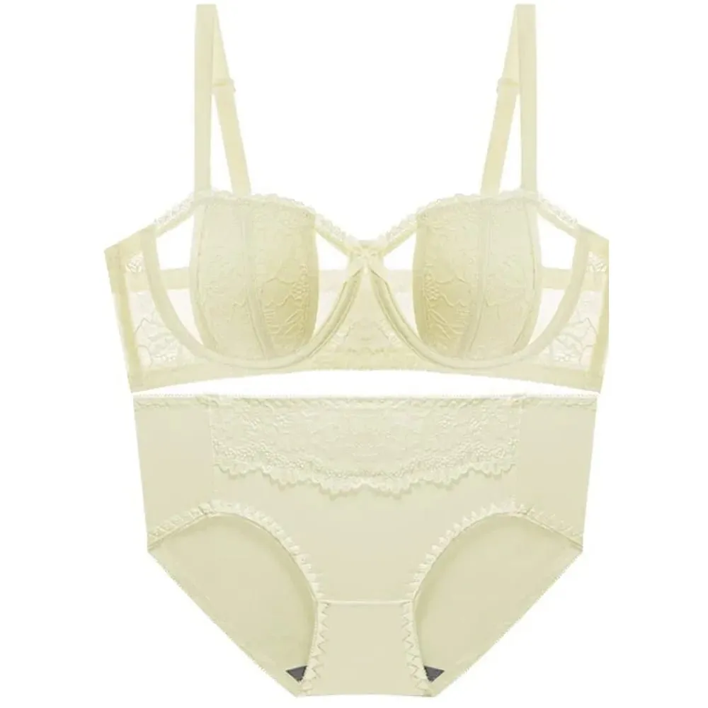 Big Bust Minimizer Bra Set 32‑38 AB Thin Lace Soft Underwire Anti‑Sagging Strapless Optional Sexy Ladies Brassiere Lingerie Kit — image 7