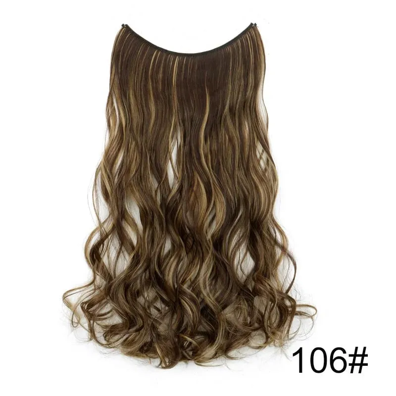 18Inch Synthetic Long Wavy Curly Halo Hair Invisible Fish Line Hair Extensions Heat Resistant Fiber Hairpiece For Women — image 14