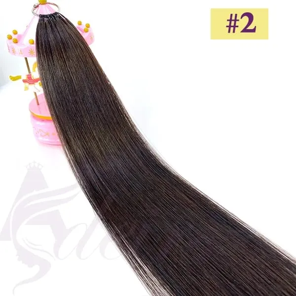 New Double-line Feather Hair Extensions Natural Real Human Hair Microring Hair Extensions Brown Blonde Color Straight