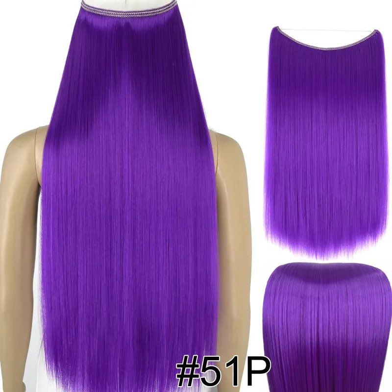 Synthetic Heat Resistant Hair Silky Straight Elasticity Invisible Wire Hair Extensions 8006