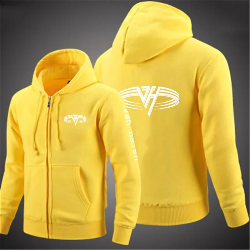 2024 Spring Autumn Van Halen Logo Printing Solid Color Classic Hooded Hoodies Men's Trendy Sports Casual Long Sleeve Loose Coat