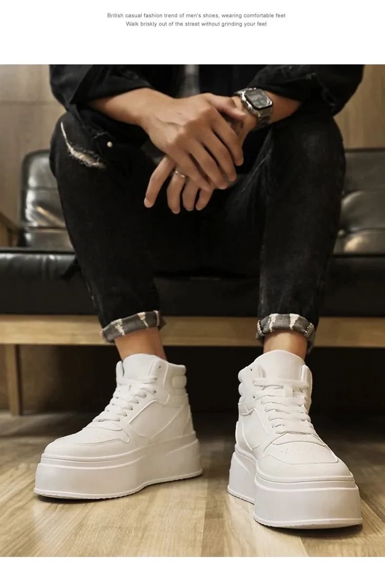Autumn Men Casual Sneakers Platform Ankle Boots High-top Thick Bottom Sneakers Male Outdoor Basketball Shoes Sport Trainers