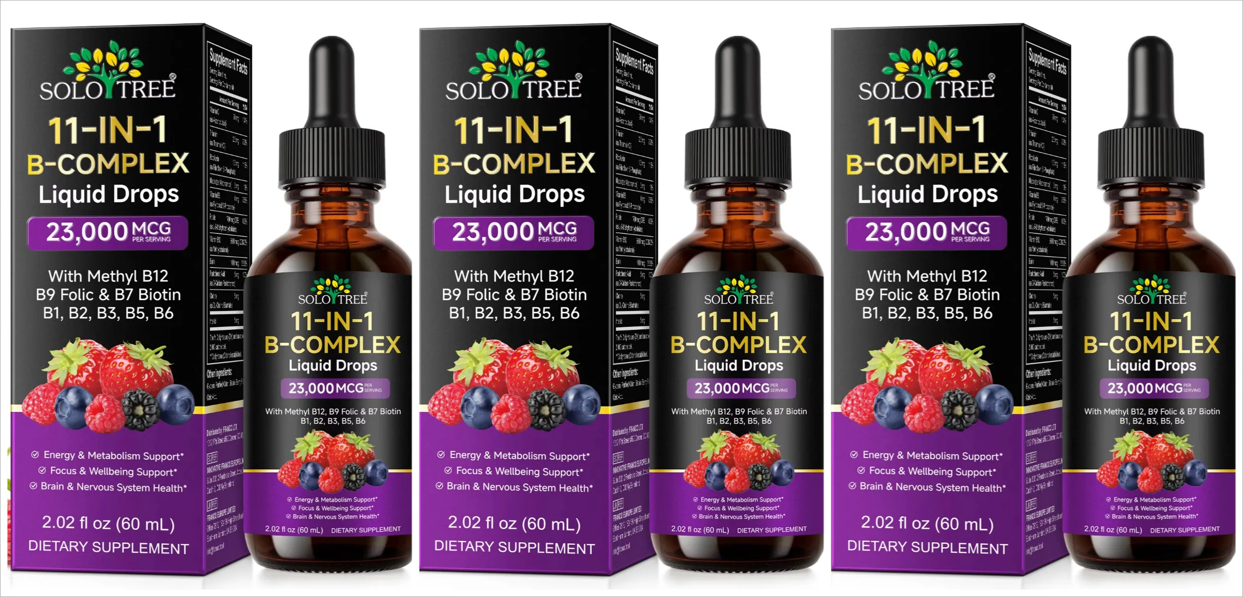 11-in-1-Vitamin-B-Komplex-Tropfen, 23000 mcg, Vitamin-B-Flüssigkeitsergänzung zum Einnehmen für Energie, tägliche Wellness-Unterstützung, 30 ml