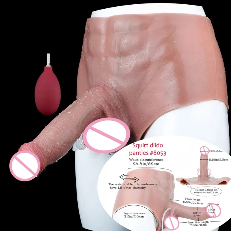 Black Nude Strapon Big Realistic Ejaculation Dildo Silicone Squirting Panties With Simulated Solid Penis Sex Toy For Women — image 43