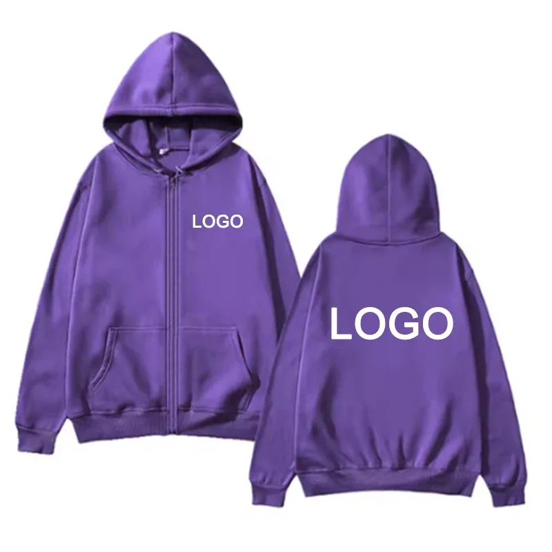 Tùy Chỉnh In Hình Dây Kéo Áo Khoác Nam Thời Trang Tay Dài Dây Kéo Lên Áo Nỉ Nữ Cá Tính Hoody Chui Đầu Sudadera