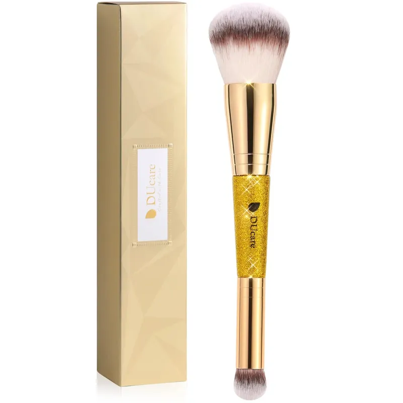 DUcare 2Pcs Makeup Brushes Duo End Face Brush For Foundation Powder Buffer and Contour Eyeshadow Synthetic Cosmetic Makeup Tools