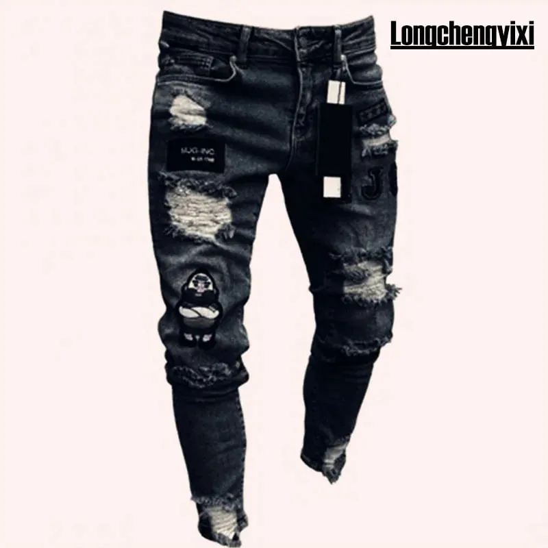 2024 Men Jeans Solid Pockets Stretch Denim Straight Pants Spring Summer Business Casual Trousers Daily Streetwear Men's Clothing