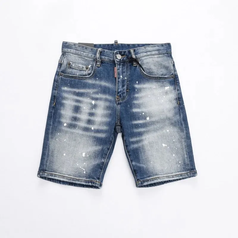 Summer Style dsq Italy Brand Jeans Mens Slim Short Jeans Men Denim Trousers Zipper Stripe Hole Blue Hole Shorts Jeans for Men