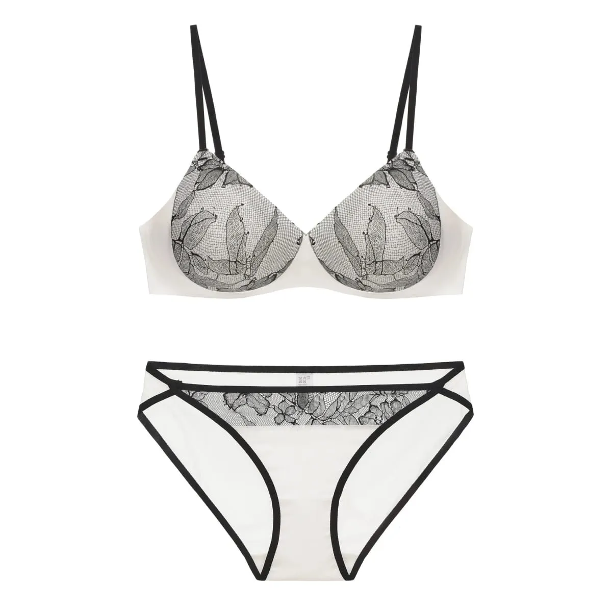 Women Seamless Invisible Lingerie Set Wireless Thin Cup Comfort Breathable Gathered Bra Panty 2‑Piece Underwear Set