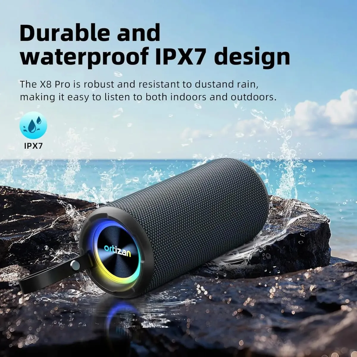Ortizan Bluetooth Speakers 40W TWS Portable Speaker with Stereo Sound Bass Bluetooth 5.3 Wireless USB Type C Outdoor 6600mAh Battery