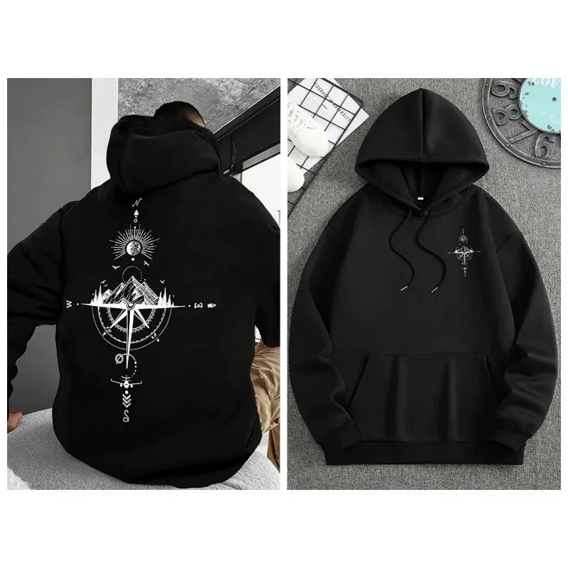 Men's Hoodies Long-sleeved Hooded Sweatshirts Compass Street Fashion Hoodie Harajuku Fashion Streetwear Classic Men Clothing