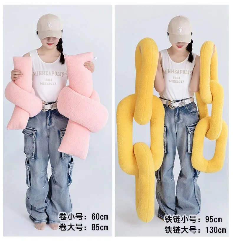 60-95CM Creative Iron Chain & Knot Pillow Stuffed Soft Sofa Cushion Nordic Style Home Plush Decoration Irregular Shaped Plush