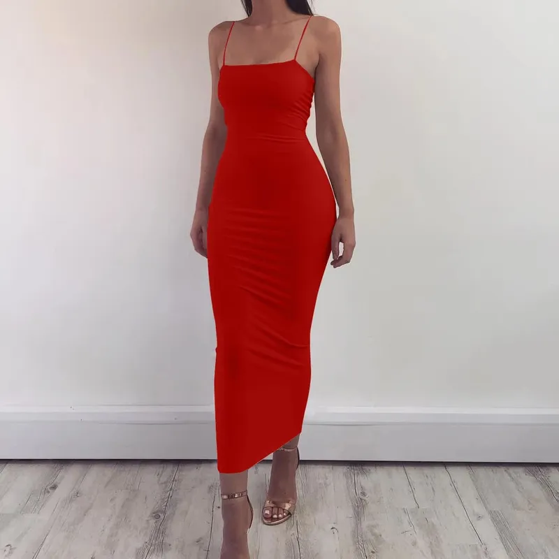JZ461 Vestido de verano para mujer, vestidos largos con tirantes, vestido Sexy con tirantes para Club