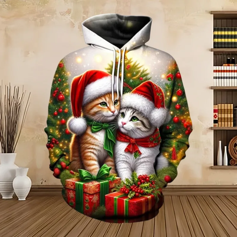 2025 Merry Christmas Graphic Sweatshirts Tree Pullover Hoodies for Men Clothes Santa Claus Hoody Snowman Sweatshirts Unisex Top — image 2
