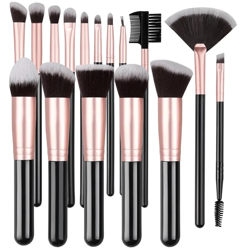 16Pcs Professional Makeup Brush Set Eye Shadow Contouring Foundation Highlight Setting Powder Blending Makeup Sponge Powder Puff