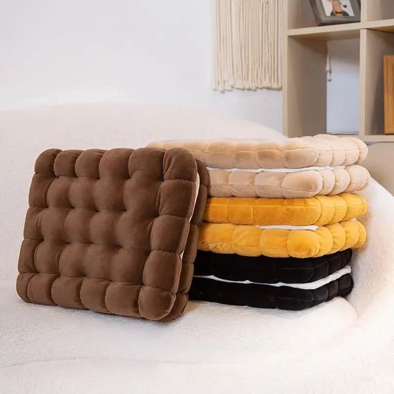 New Simulation Little Biscuits Doll Cushion Stuffed Round Cookie Plush Toys Creative Soft Pillow Chair Car Seat for Kid Gifts