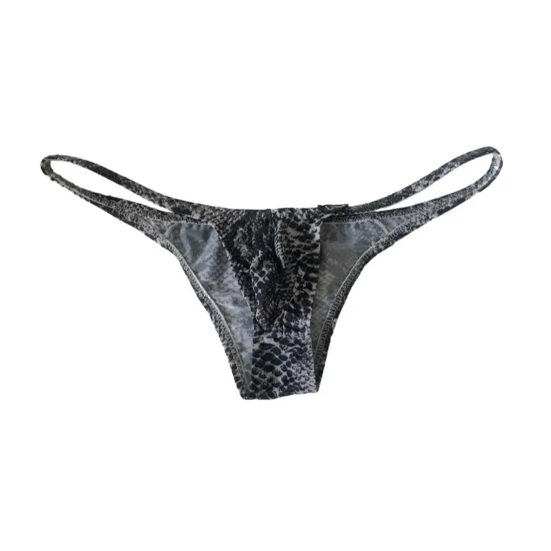 Bulge Pouch Briefs Men Sexy Underwear Ice Silk Underpants Low Rise Bikini Trunks Soft Lingerie Tiger Striped Penis Bag Panties