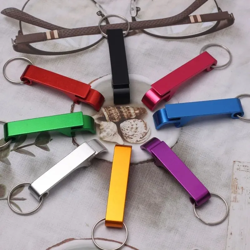 1PC Beer bottle opener multifunctional key chain portable solid color bottle opener aluminum bottle opener