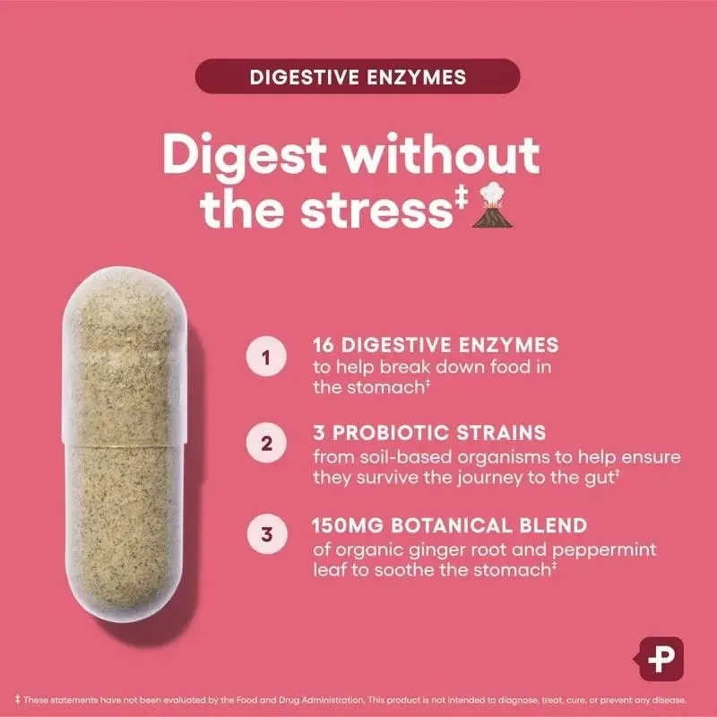 Enzimas digestivas - Saúde intestinal Multienzimas Prebióticos e probióticos orgânicos para saúde digestiva
