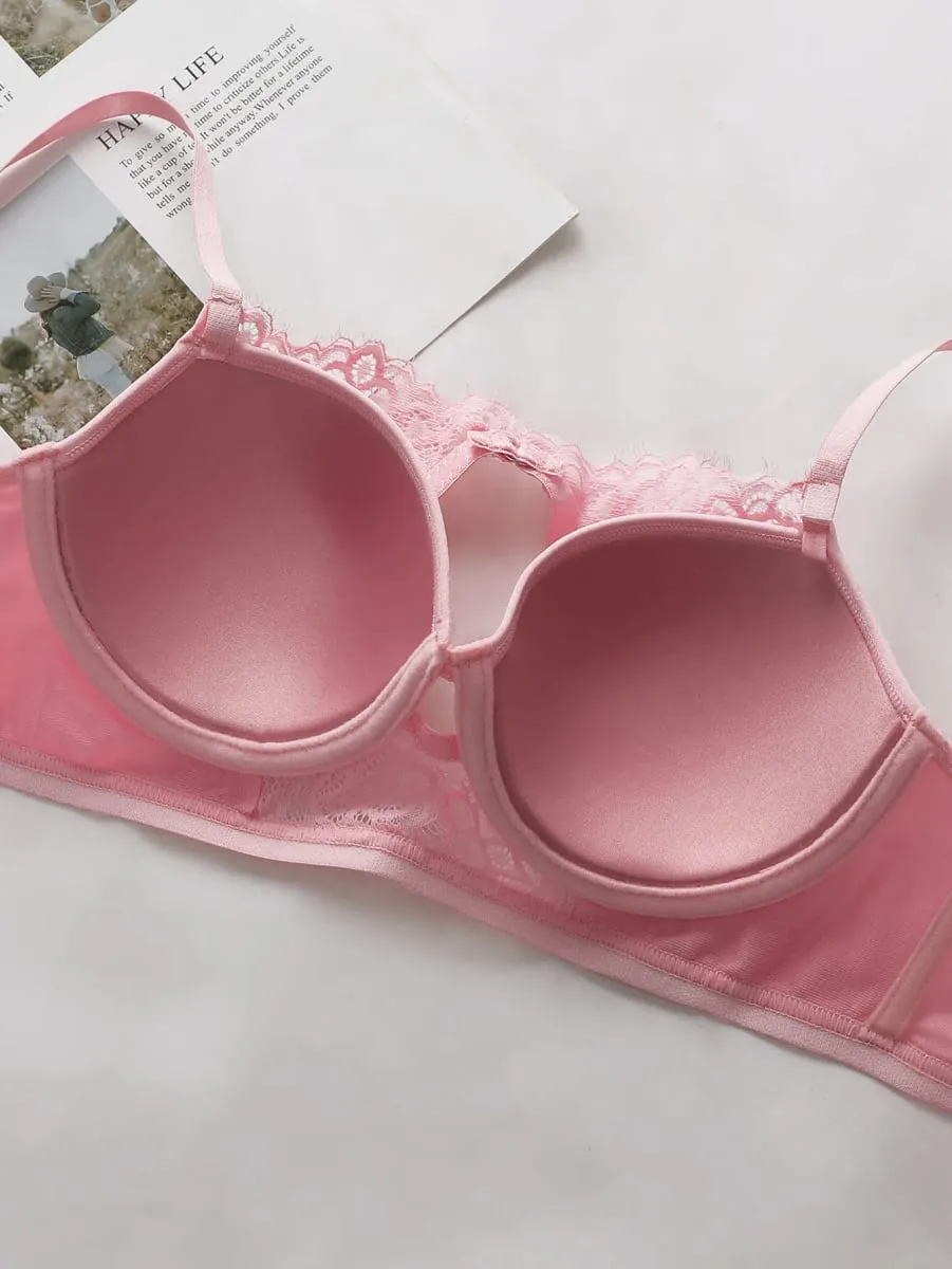Phụ Nữ Thanh Lịch Sò Điệp Ren Áo Ngực Và Quần Lót Phía Trước Thiết Kế Cut-Out Hỗ Trợ Áo Ngủ Lãng Mạn Quần Lót 202305