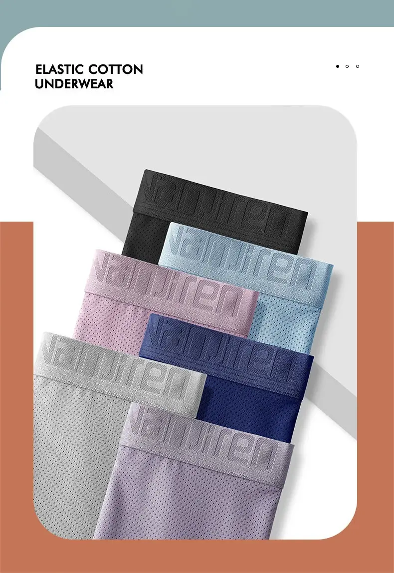 4pcs Ice Silk Mesh Boxer Shorts Men's Underwear Cool Underpant Breathable Sexy Slim Panties Bamboo Lingerie Wholesale Lots L-6XL