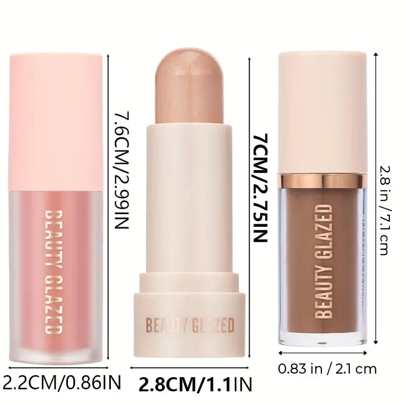 3pcs Face Highly Pigmented Liquid Contour Makeup Set Long Lasting Natural Contour Contouring Bronzer (Contour+Blush+Highlighter) — image 6