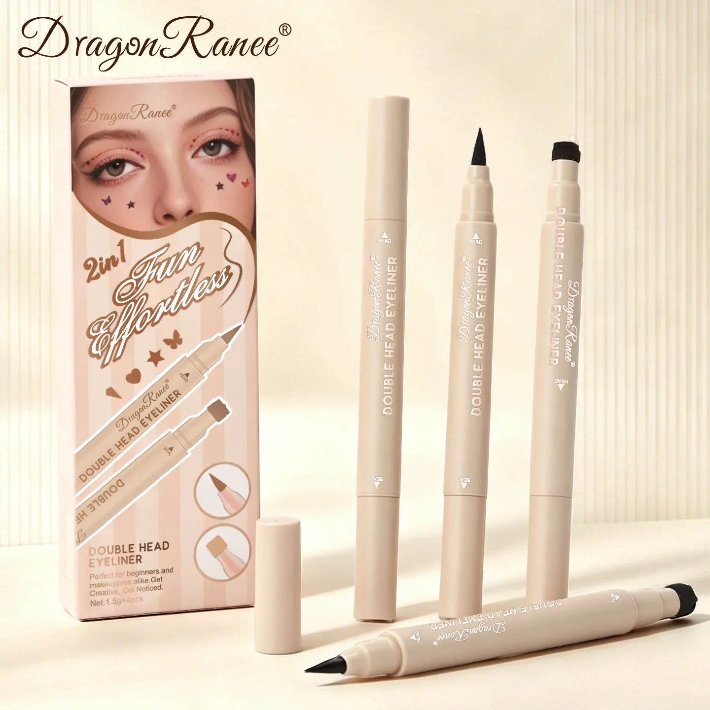 2-in-1 Double Ended Stamp Seal Eyeliner Quick Drying Waterproof and Sweat Proof Not Easy To Smudge Colorful Eye Makeup EyeLiner