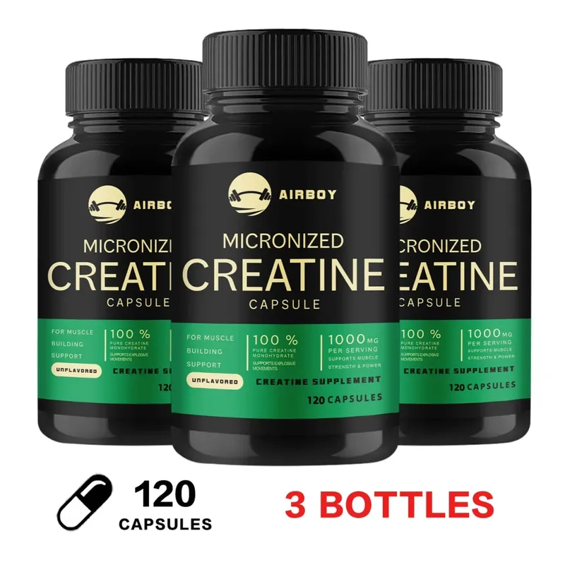 Creatine Monohydrate Capsules - Strength Muscle Performance Supplement for Men and Women Non-GMO and Gluten-Free