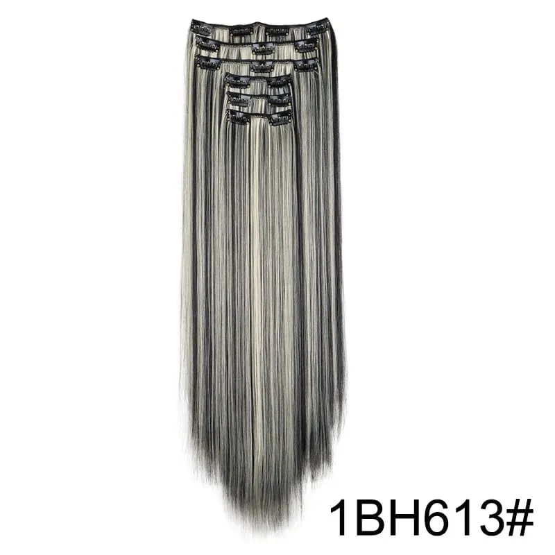 24Inch Synthetic 6pcs/set Long Straight Clip-in Hair Extension Heat Resistant Fiber Hair for Women Hair Accessories — image 8