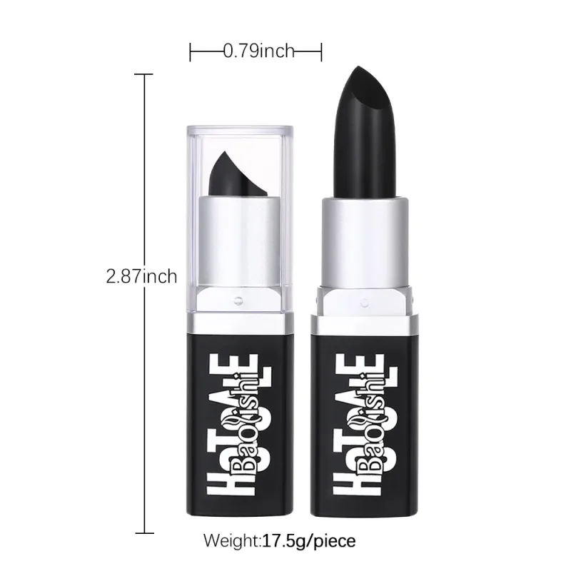 Black Lipstick Matte Pearlescent Double Texture Dark Lipstick Halloween Creative Cos Personalized Lip Makeup