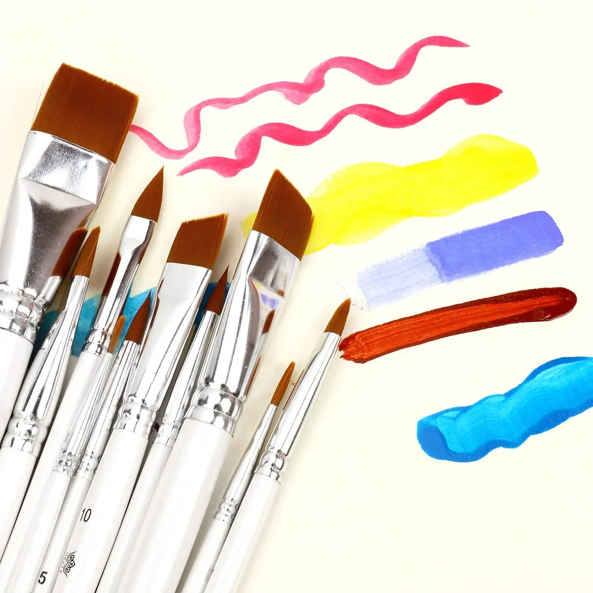 10pcs Professional Face Painting Brushes Set Nylon Bristles for Stage Makeup Petal Dome Tips Art Makeup Tool