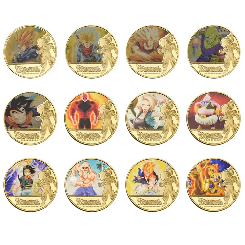 Dragon Ball Banhado A Ouro Moeda de Ouro Son Goku Vegeta Moedas Comemorativas Crianças Clássico Anime Periféricos Coleção Brinquedo Lembrança