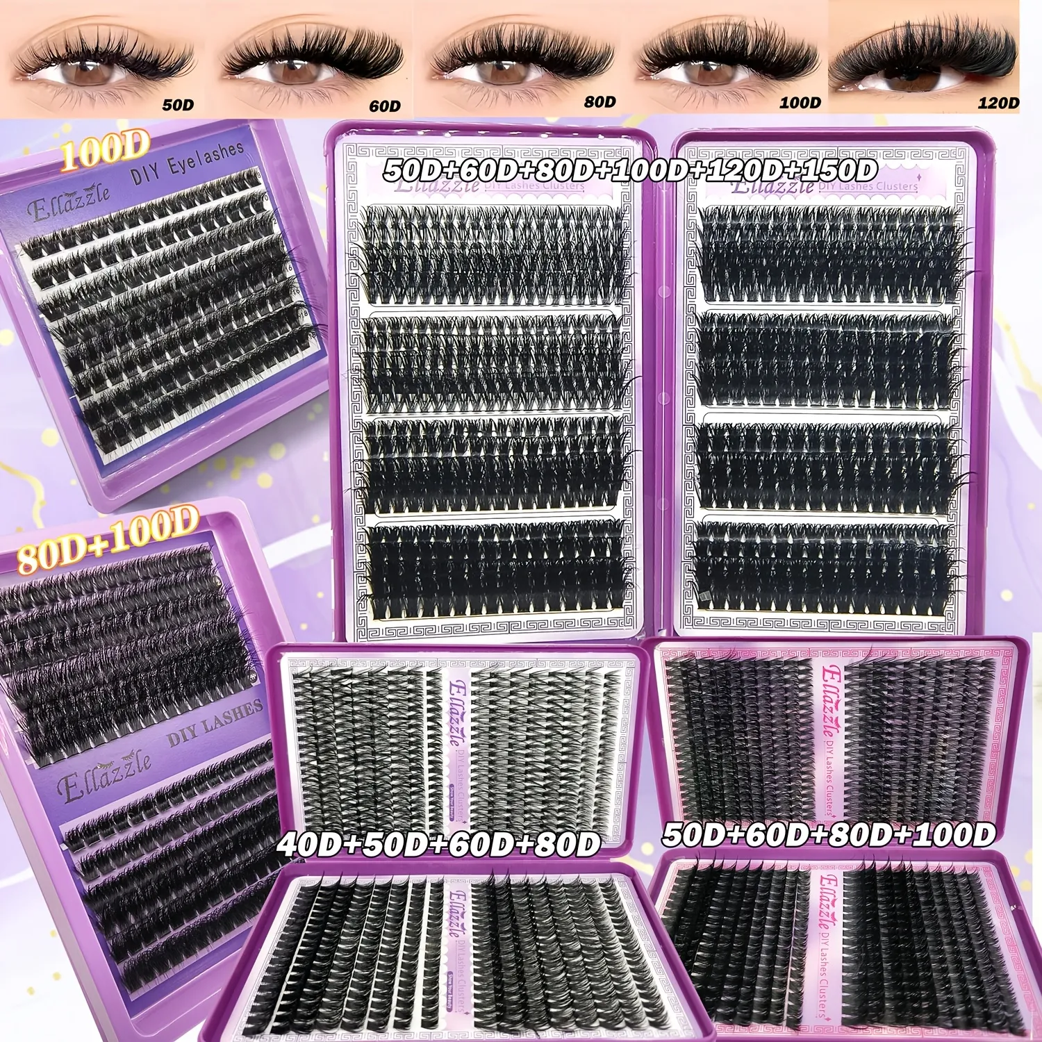 40D-150D Lashes Cluster DIY Lash Extension Mixed Tray Clusters Eyelashes Fluffy Volume Individual Lashes Cat Eye Lash Extension — image 1