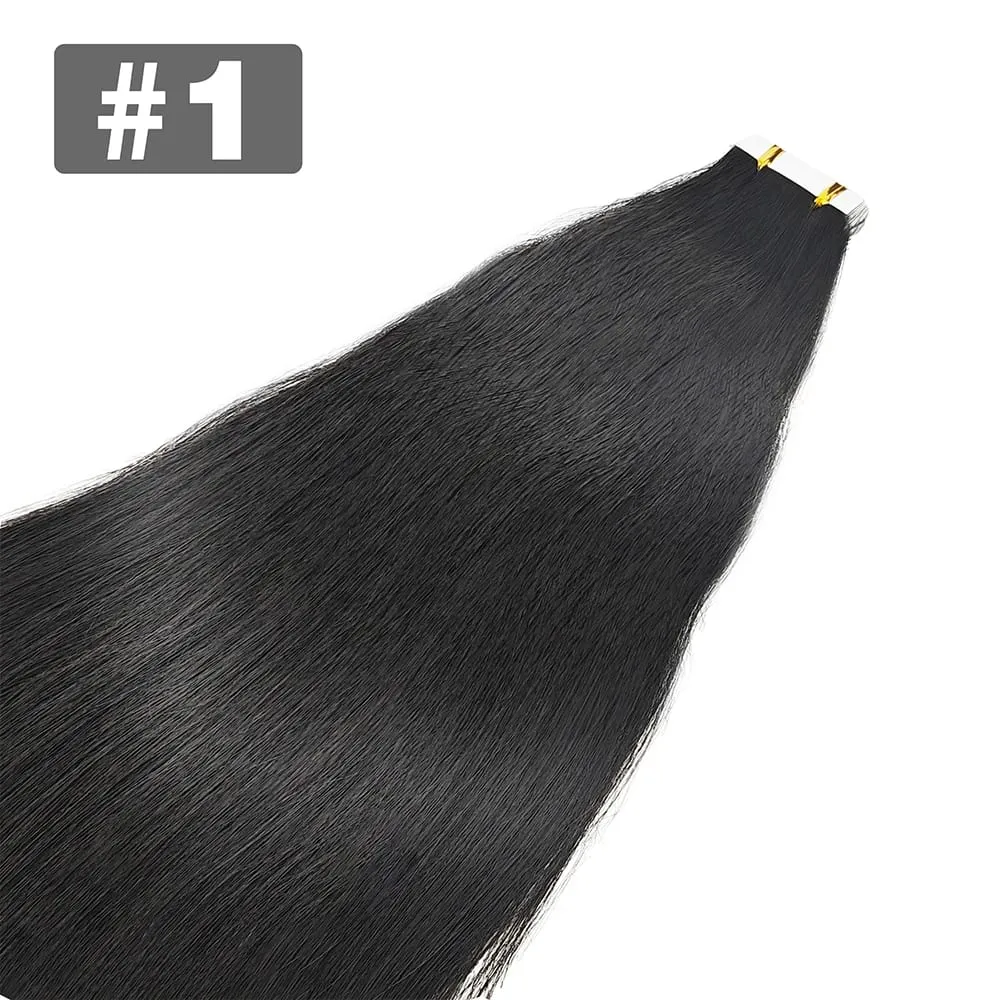 Straight Tape In Hair Extensions Natural Black 26 Inch Adhesive Invisible Brazilian Remy 100% Human Hair Tape Ins 50G/20Pcs/Pack
