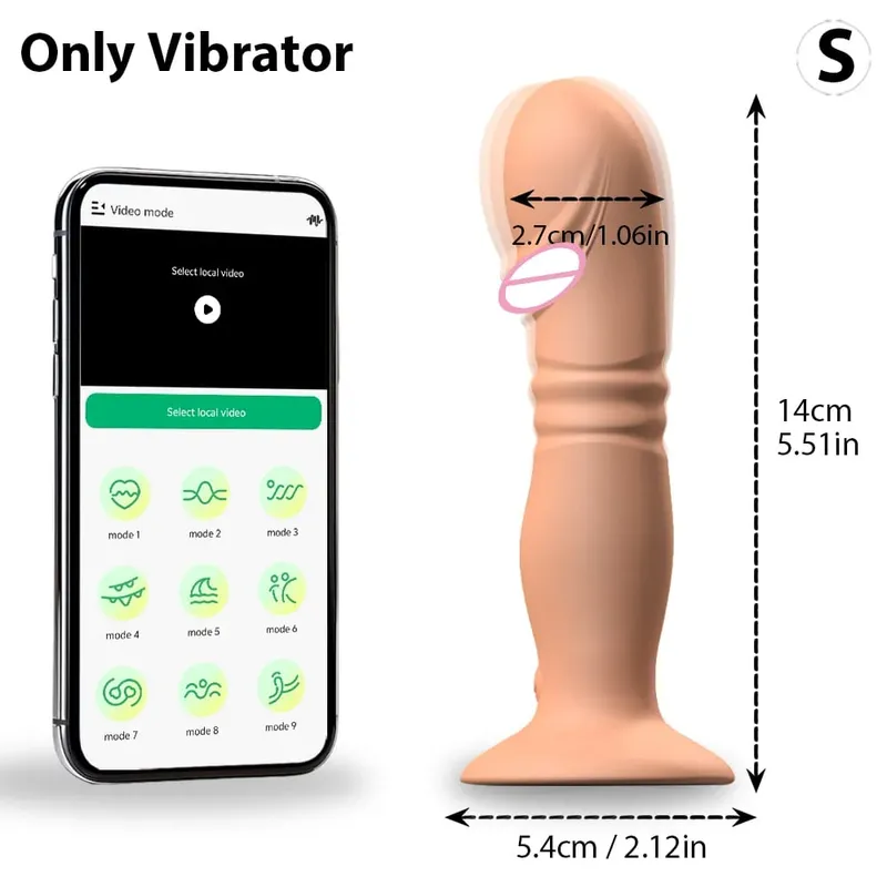 Thrusting Anal Plug Vibrator Wireless Control Prostate Massager Butt Plug Vibrating Suction Cup Dildo Adult Sex Toys for Men