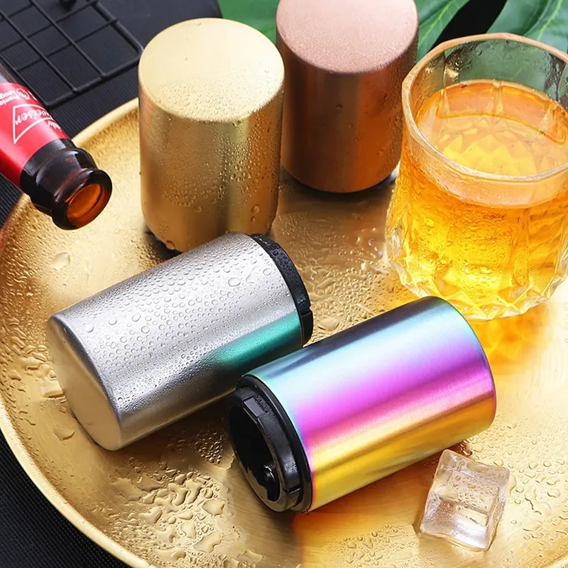 1/2Pcs Automatic Beer Bottle Opener Magnet Beer Opener Stainless Steel Push Down Opener Wine Soda Cap Opener Kitchen Accessory — image 7