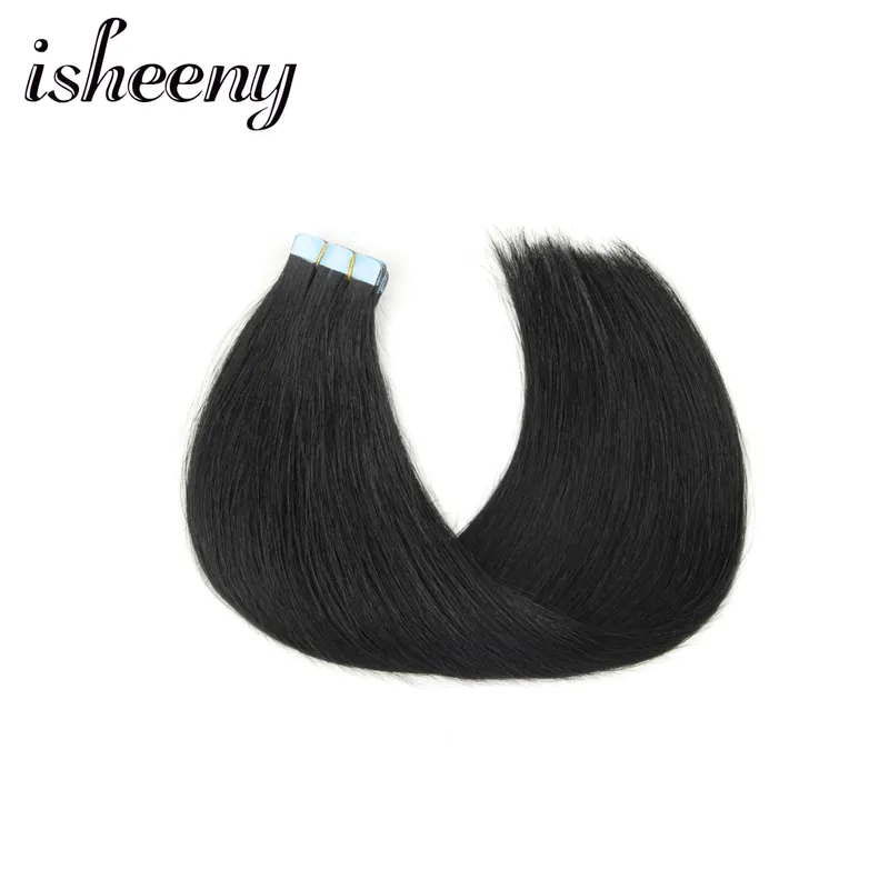 Mini Tape In Human Hair Extensions Natural Straight 10pcs/pack Invisible Machine Remy Hair Extensions 12-20 inches Easy to Wear