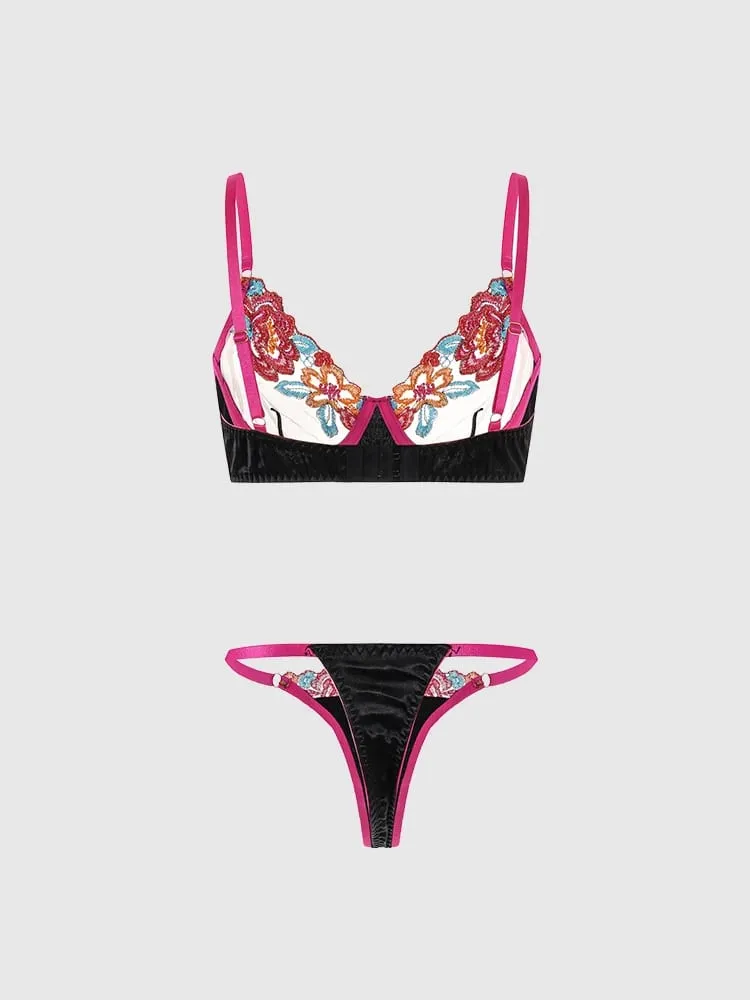 Women's embroidered bras come in underwire bra sets