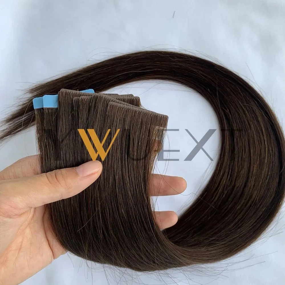 Invisible PU Skin Weft Hair Extensions Natural Straight Machine Remy Seamless Adhesive Tape In Human Hair 10pcs/pack — image 12