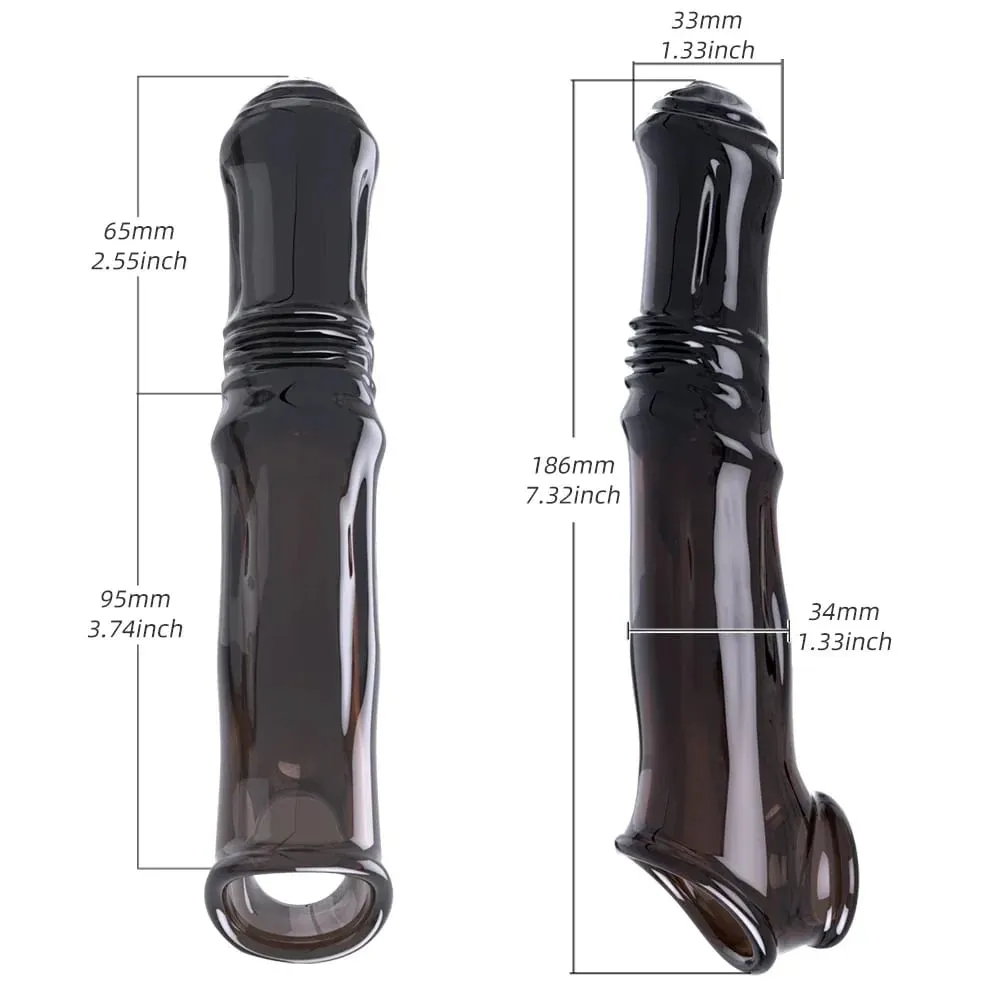 Penis Extender Sleeve Adult Sexy Cock Ring Reusable Condom Delayed Ejaculation Couples Chastity Cage Penis Sex Toys for Men