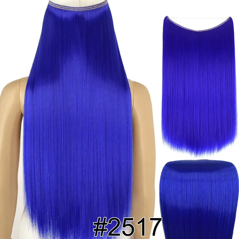 Synthetic Heat Resistant Hair Silky Straight Elasticity Invisible Wire Hair Extensions 8006