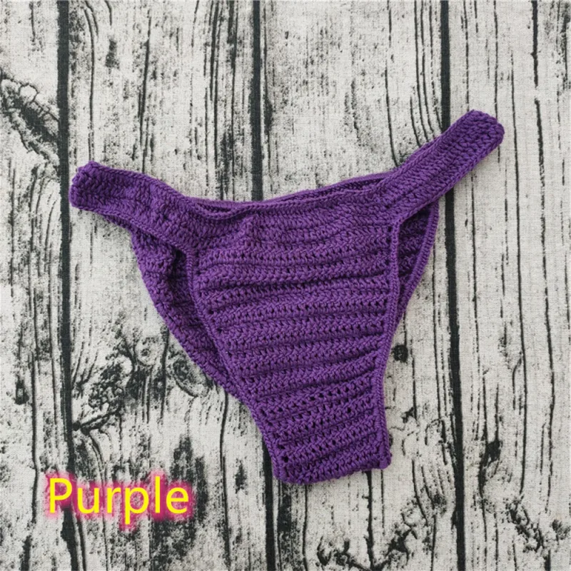 Hot Men Women Breathable Underwear Hand Crochet Low Rise Gstring Swimming Sunbathing Thong Sissy Panties Трусы Мужские — image 16