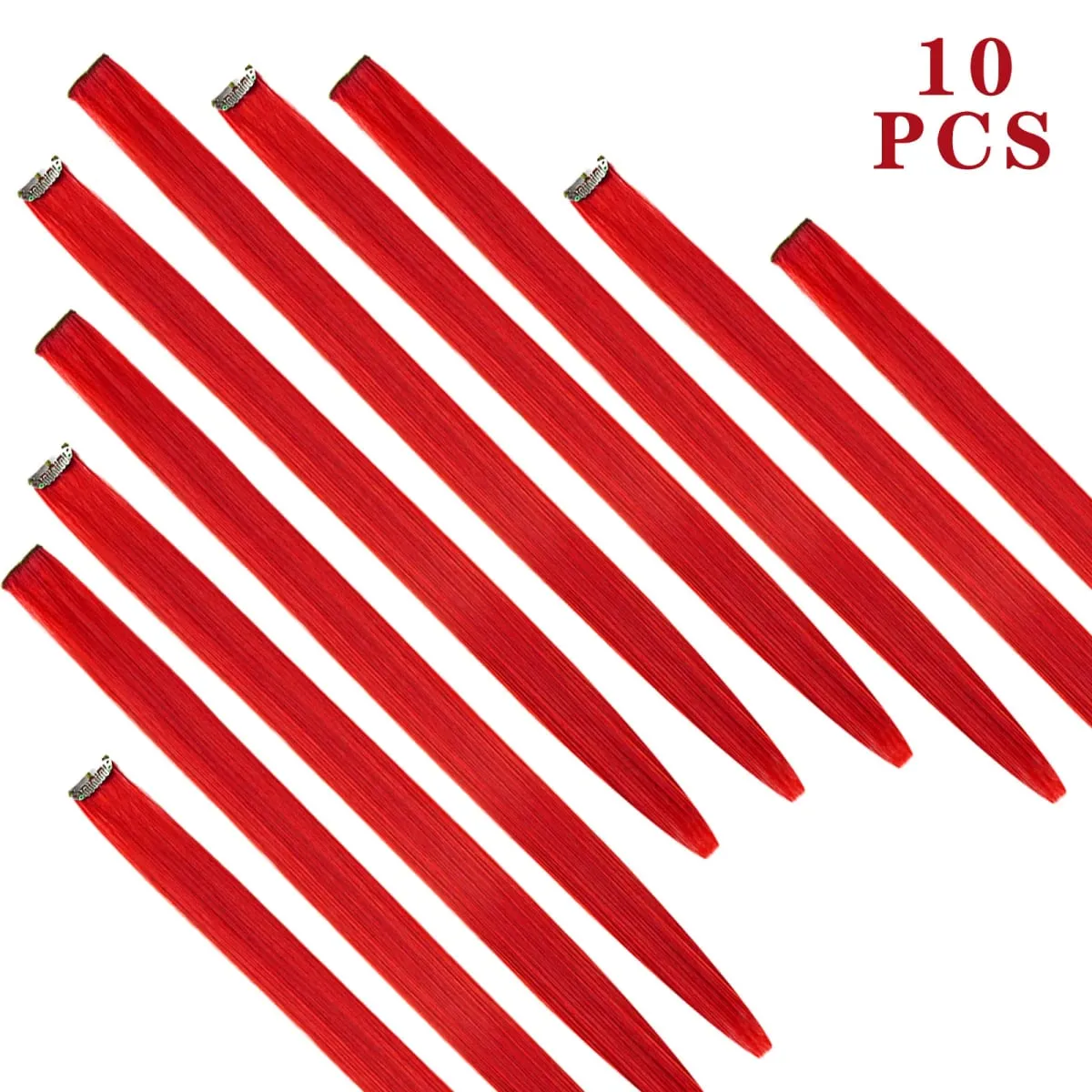 Synticthe Clip in Hair Extensions 10pcs/pack Colored Party Cosplay 22 inches for Fairy Hairpieces Long Straight Hair Extensions — image 10