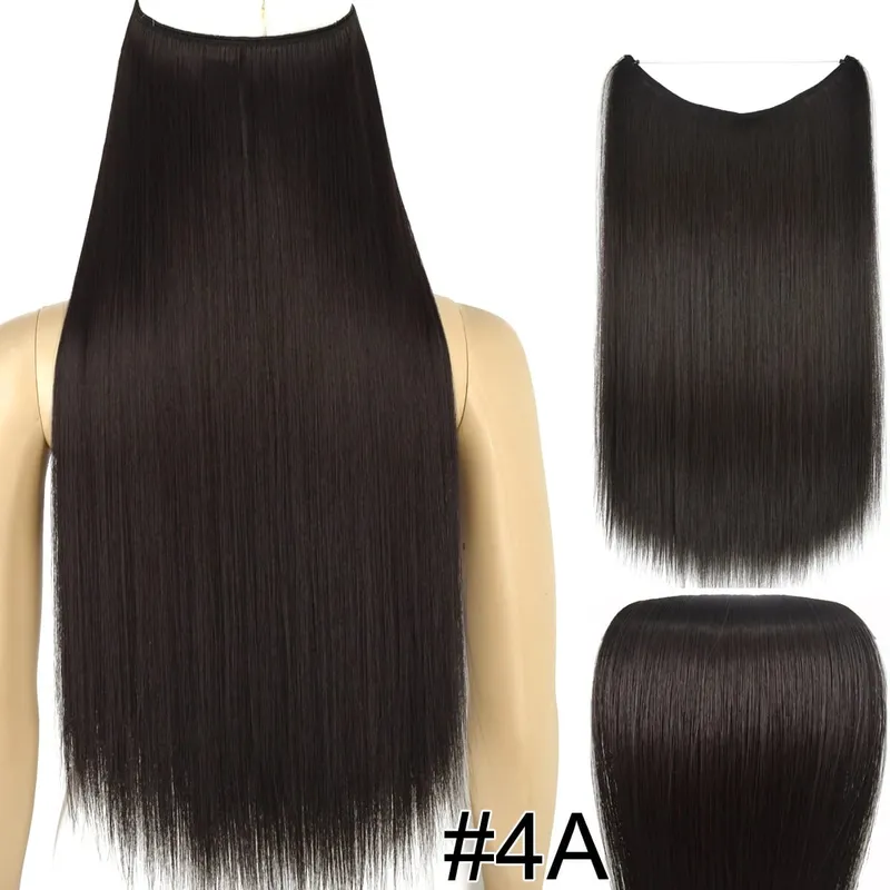 Synthetic Heat Resistant Hair Silky Straight Elasticity Invisible Wire Hair Extensions 8006