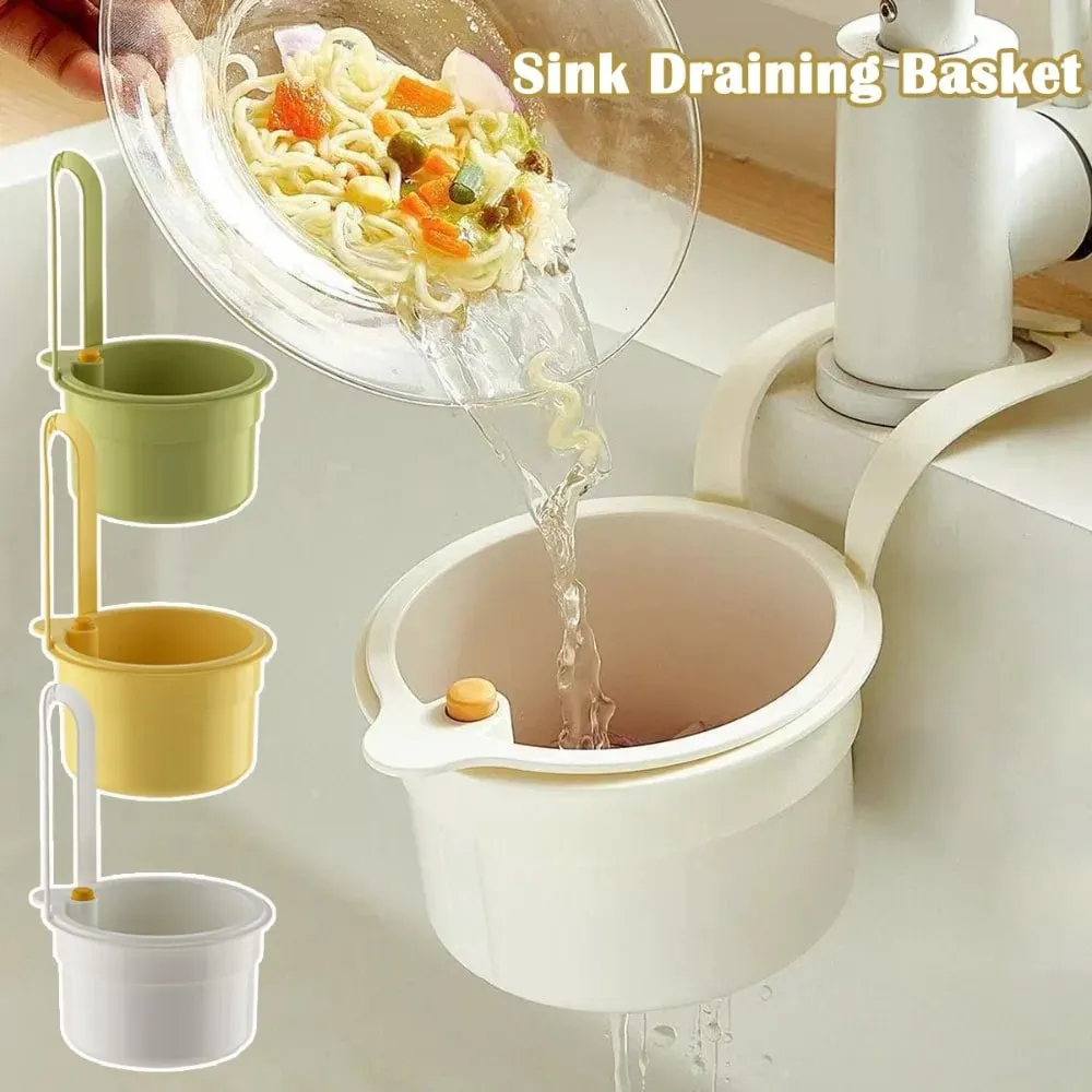 Hanging Sink Draining Basket Openable Bottom Cover Detachable Kitchen Garbage Filter Food Residue Filter Cleaning Water Basket — image 1